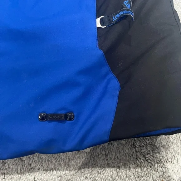 Spyder Hooded Outdoor Jacket,  Boys Size 14 Blue, Black, and White Ski Jacket - Picture 5 of 12